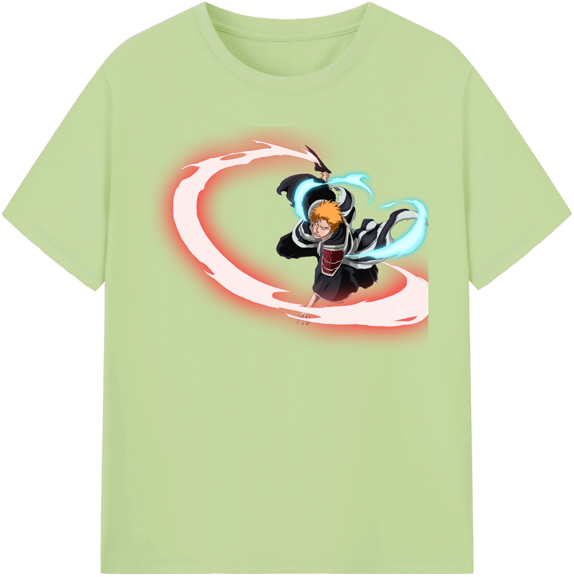 （画像用） ブリーチ 黒崎一護（くろさき いちご）BLEACH Kurosaki Ichigo 綿100％半袖Tシャツ（フロントプリント）